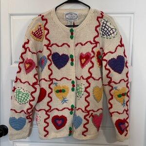 Eagle’s Eye collectibles HAND KNIT Heart Cardigan large